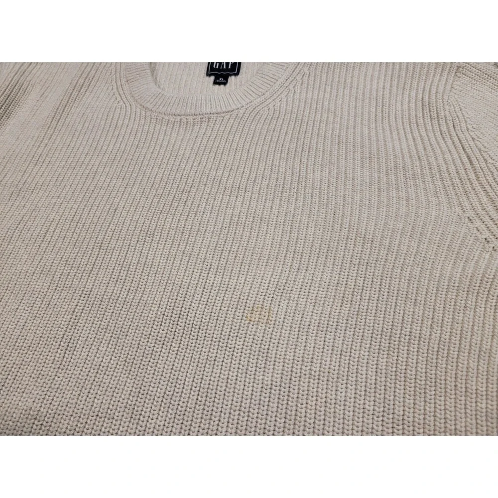 Gap Sweater Mens XL Beige Crewneck Pullover Knit Fisherman‎ Outdoors Hiking Camp